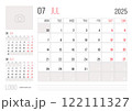 Calendar 2025 planner corporate template design of July month 122111327