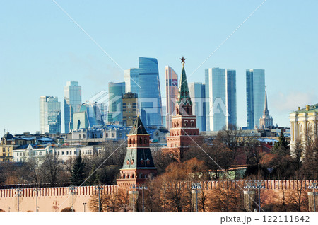 view of the Kremlin Wall and City in Moscow view of the Kremlin Wall and City in Moscow 122111842