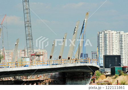 construction of a pedestrian cable-stayed bridge in the Nagatinsky backwater in Moscow construction of a pedestrian cable-stayed bridge in the Nagatinsky backwater in Moscow 122111861