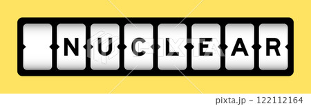 Black color in word nuclear on slot banner with yellow color background 122112164