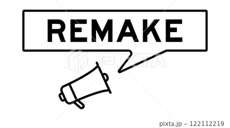 Megaphone icon with speech bubble in word remake on white background 122112219