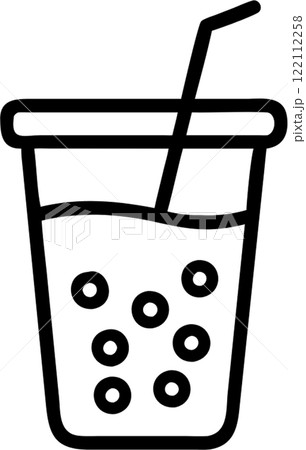 Bubble tea in outline icon style, food and drinks theme. 122112258
