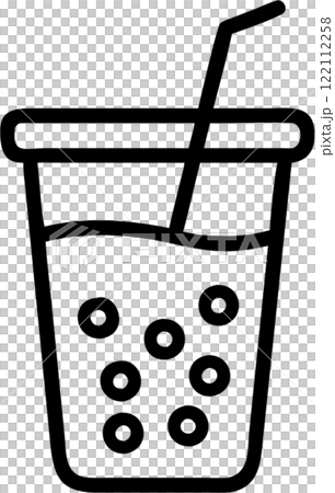 Bubble tea in outline icon style, food and drinks theme. 122112258