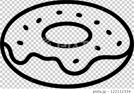 Donut in outline icon style, food and drinks theme. 122112334