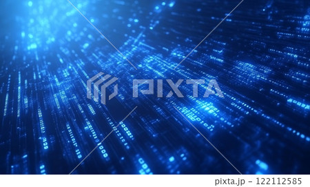 Abstract blue technology background with binary code 1 and 0. 122112585