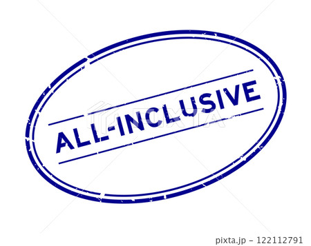 Grunge blue all-inclusive word oval rubber seal stamp on white background 122112791