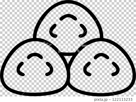 Daifuku in outline icon style, japanese food theme. 122113233