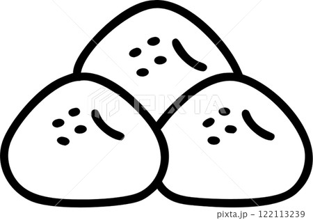 Mochi in outline icon style, japanese food theme. 122113239