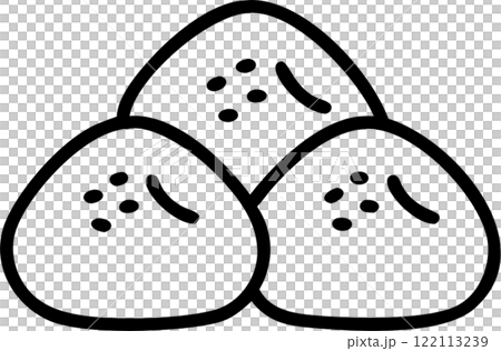 Mochi in outline icon style, japanese food theme. 122113239