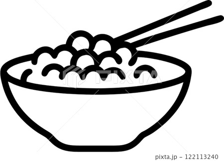 Natto in outline icon style, japanese food theme. 122113240