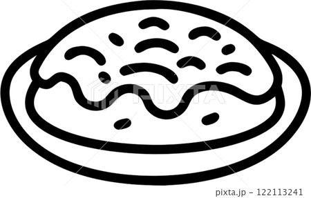 Okonomiyaki in outline icon style, japanese food theme. 122113241