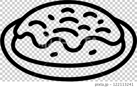 Okonomiyaki in outline icon style, japanese food theme. 122113241