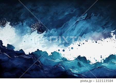 Watercolor dark blue background texture. 122113584