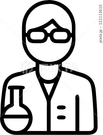 Lab technician in outline icon style, health and medicine theme. 122113610
