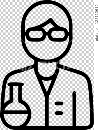 Lab technician in outline icon style, health and medicine theme. 122113610