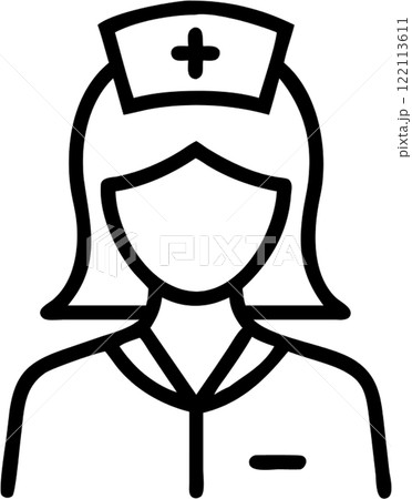 Nurse in outline icon style, health and medicine theme. 122113611
