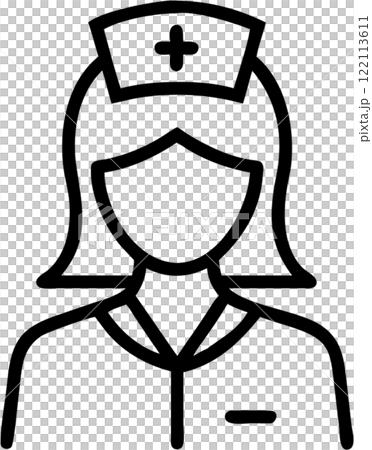 Nurse in outline icon style, health and medicine theme. 122113611