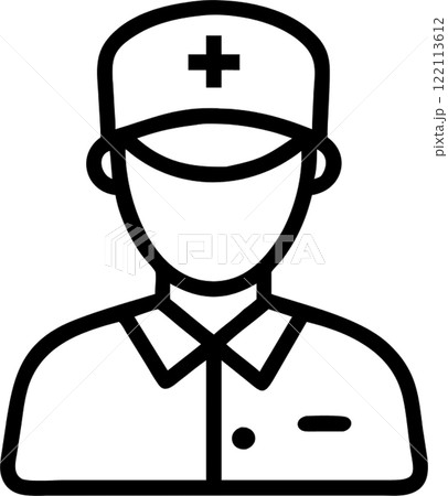 Paramedic in outline icon style, health and medicine theme. 122113612