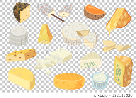 來自世界各地的起司的簡單插圖集 122115020