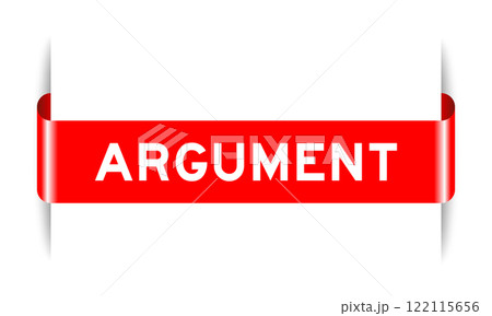 Red color inserted label banner with word argument on white background 122115656