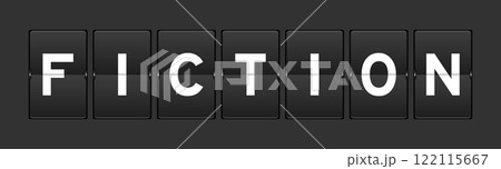Black color analog flip board with word fiction on gray background 122115667