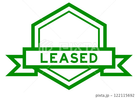 Vintage green color hexagon label banner with word leased on white background Vintage green color hexagon label banner with word leased on white background 122115692