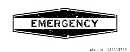 Grunge black emergency word hexagon rubber seal stamp on white background Grunge black emergency word hexagon rubber seal stamp on white background 122115726