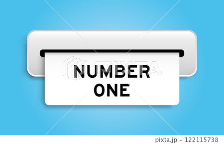 White coupon banner with word number one from machine on blue color background 122115738