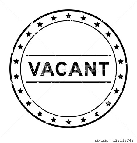 Grunge black vacant word round rubber seal stamp on white background Grunge black vacant word round rubber seal stamp on white background 122115748