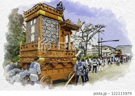 水彩画風 富士山本宮浅間大社 富士宮まつり 山車 静岡県富士宮市 水彩画風 富士山本宮浅間大社 富士宮まつり 山車 静岡県富士宮市 122115979