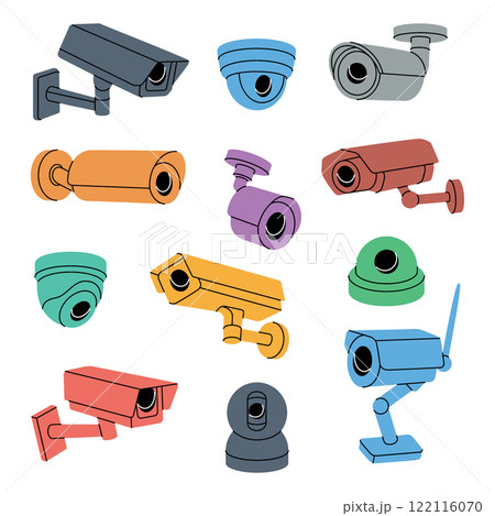 Surveillance cameras. Safety home protection system. Vector illustration. 122116070
