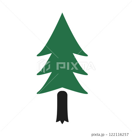 スギやヒノキといった針葉樹のシンプルなイメージイラスト　背景透過 122116257