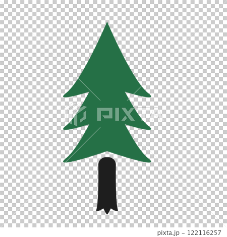 スギやヒノキといった針葉樹のシンプルなイメージイラスト　背景透過 122116257