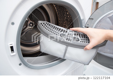 Cleaning dryer lint filter. Laundry dryer Cleaning dryer lint filter. Laundry dryer 122117104