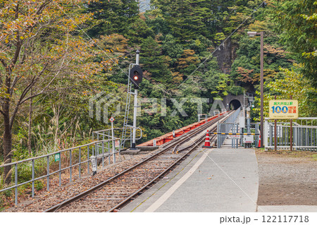 川根本町の秋の奥大井湖上駅の奥大井レインボーブリッジの風景(静岡県) 川根本町の秋の奥大井湖上駅の奥大井レインボーブリッジの風景(静岡県) 122117718