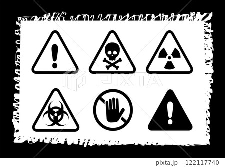 立入禁止・警告マークのベクターアイコンセット　黒 122117740