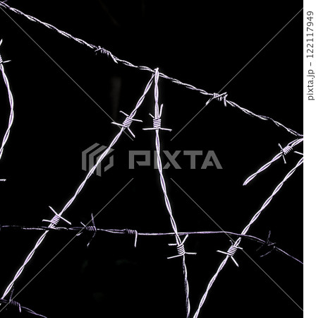 crossed barbed wire crossed barbed wire 122117949