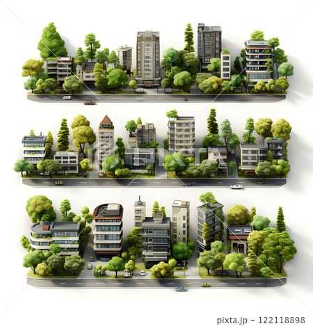 city architecture cityscape urban building modern illustration generativeai. isometric line town street exterior downtown design landscape construction district house. 122118898