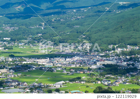 狭霧台から見た新緑の湯布院盆地 122119029