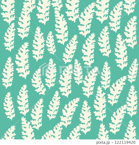 bicolor contour silhouette seamless pattern with flowers and leaves. Abstract floral spring, summer pastel pattern. 122119420