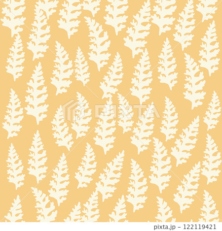 bicolor contour silhouette seamless pattern with flowers and leaves. Abstract floral spring, summer pastel pattern. 122119421