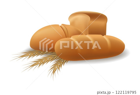 Realistic bread with wheat ears 122119795
