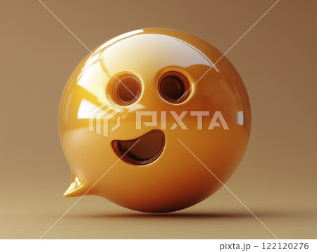 Volumetric smile symbol icon in mocha, gold and beige shades 122120276