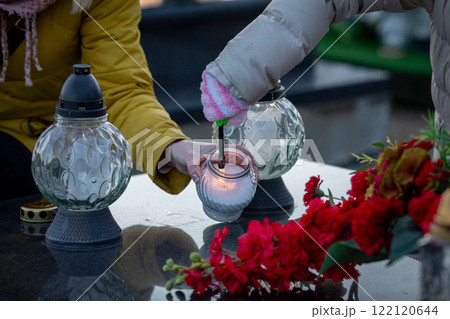 A Ceremony Dedicated to Lighting Candles in Remembrance and Honor of Loved Ones Lost 122120644