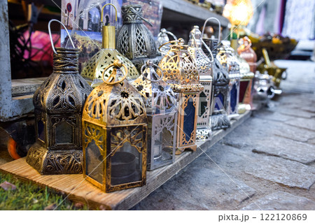 Different Arabic style lamps displayed at Marrakech zouk 122120869