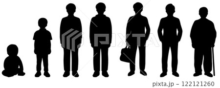 男性の人生の段階を描いたシルエットイラスト 122121260