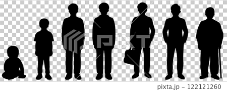 男性の人生の段階を描いたシルエットイラスト 122121260