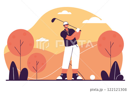 olf player vector illustration. Golf championship, outdoor activity, active lifestyle concept olf player vector illustration. Golf championship, outdoor activity, active lifestyle concept 122121308