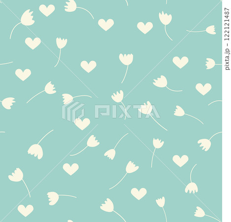 Vintage Decorative seamless pattern in classic style with small flowers, ditsy. Light silhouettes of flowers, two-color ornament shabby chic. Vintage Decorative seamless pattern in classic style with small flowers, ditsy. Light silhouettes of flowers, two-color ornament shabby chic. 122121487