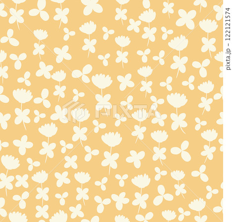 bicolor contour silhouette seamless pattern with flowers and leaves. Abstract floral spring, summer pastel pattern. 122121574